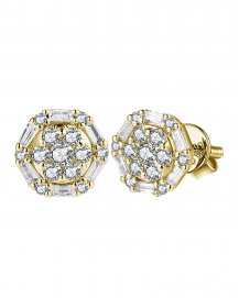 ROUND SHAPE BAGUETTE DIAMOND STUDS (TE1468)